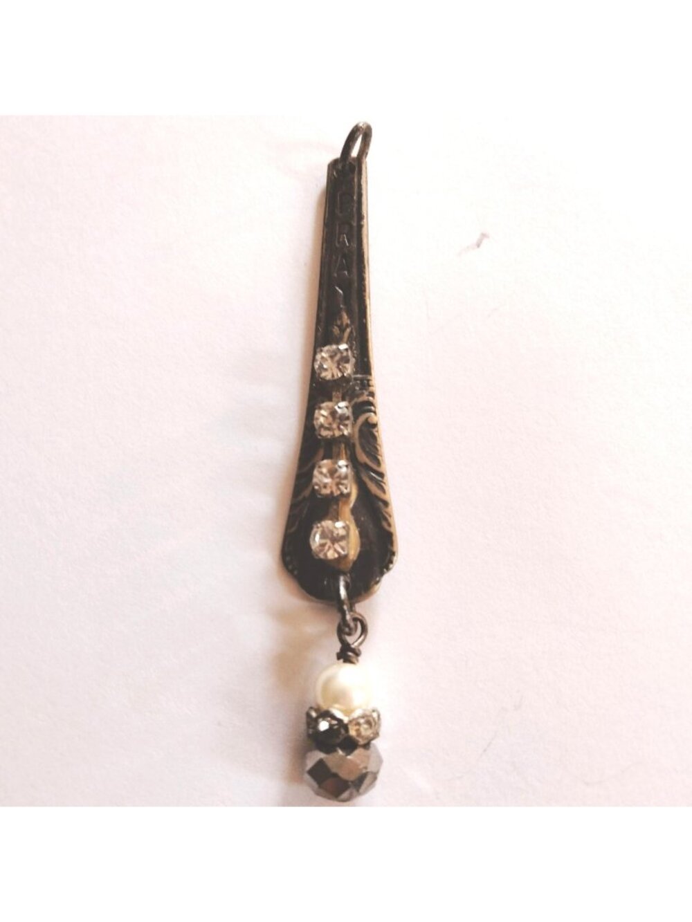 Silver Artisan Pendant Stamped Pray Vintage Spoon Handle Faith Inspiration
